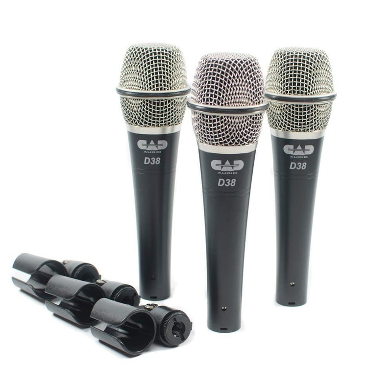 CAD Audio D38X3 3-Pack Supercardioid Handheld Microphones â€“ Neodymium Capsule, Articulate Vocals, Carry Case & Clips - Image 4